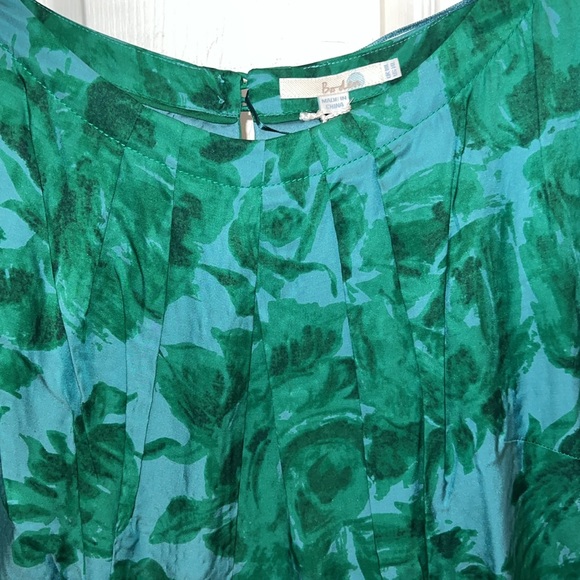 Boden Green Blue Floral Sleeveless Dress US Size 14L Silk Blend New Without Tag - Picture 2 of 5